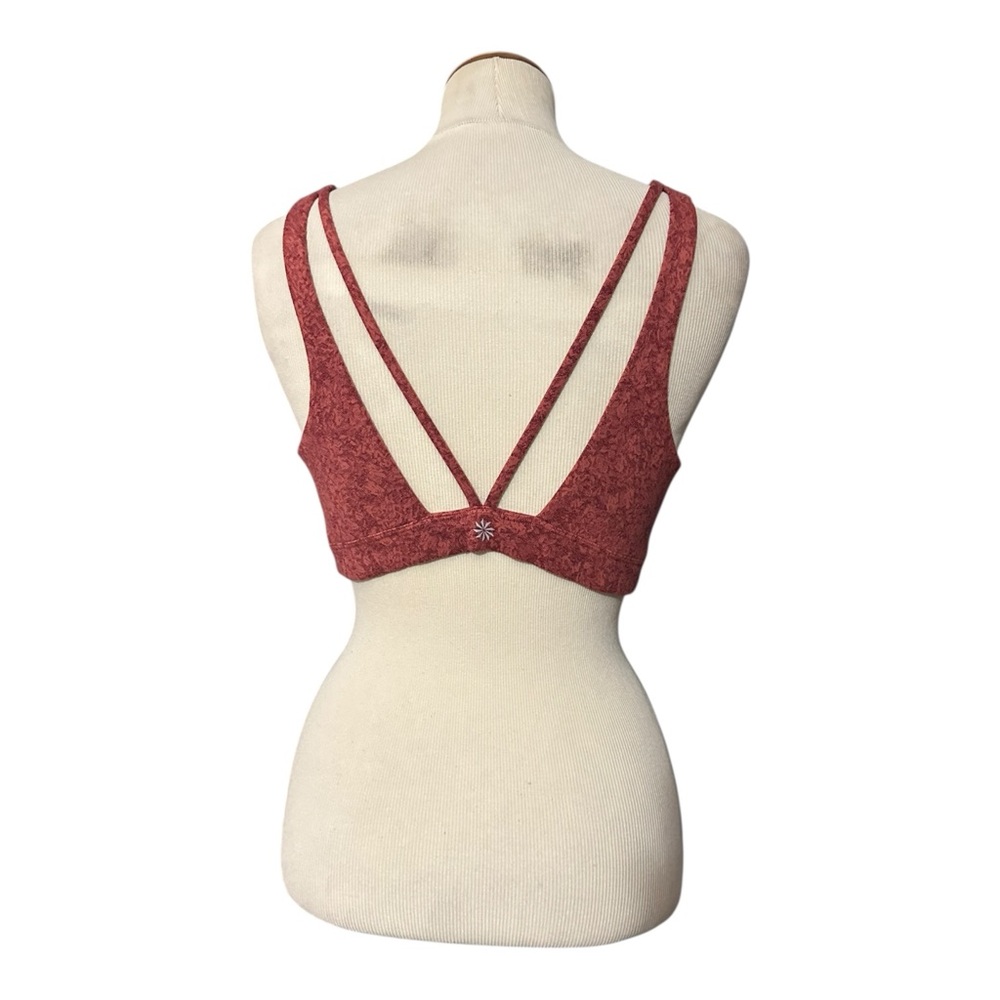 Athleta Exhale Moonflower Jacquard Sports Bra Orange Medium - Picture 5 of 6